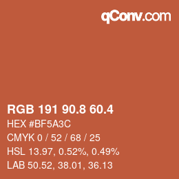 カラーコード: RGB 191 90.8 60.4 | qconv.com