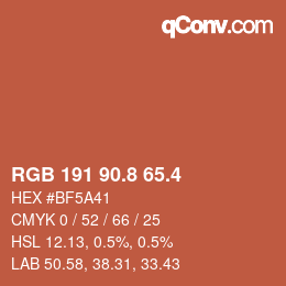 カラーコード: RGB 191 90.8 65.4 | qconv.com