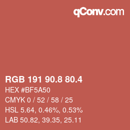 カラーコード: RGB 191 90.8 80.4 | qconv.com