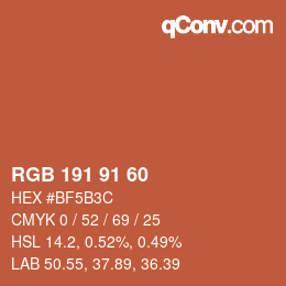 Color code: RGB 191 91 60 | qconv.com