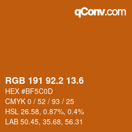 カラーコード: RGB 191 92.2 13.6 | qconv.com