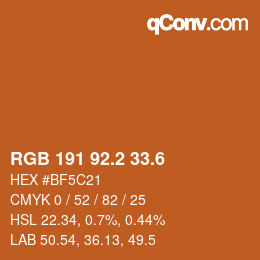 カラーコード: RGB 191 92.2 33.6 | qconv.com