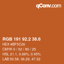 カラーコード: RGB 191 92.2 38.6 | qconv.com