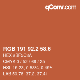 カラーコード: RGB 191 92.2 58.6 | qconv.com