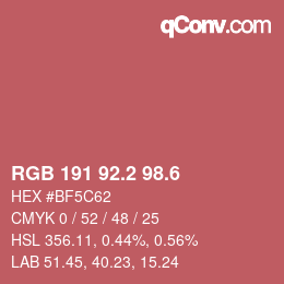 カラーコード: RGB 191 92.2 98.6 | qconv.com