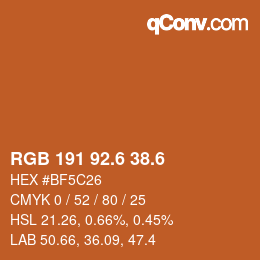 カラーコード: RGB 191 92.6 38.6 | qconv.com