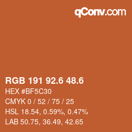 カラーコード: RGB 191 92.6 48.6 | qconv.com