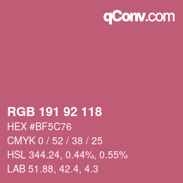 颜色代码: RGB 191 92 118 | qconv.com