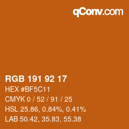 カラーコード: RGB 191 92 17 | qconv.com