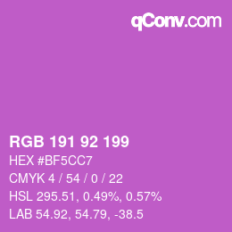 颜色代码: RGB 191 92 199 | qconv.com