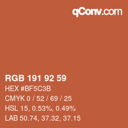 颜色代码: RGB 191 92 59 | qconv.com