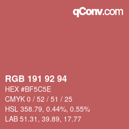 カラーコード: RGB 191 92 94 | qconv.com