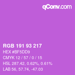 カラーコード: RGB 191 93 217 | qconv.com
