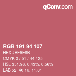 Code couleur: RGB 191 94 107 | qconv.com