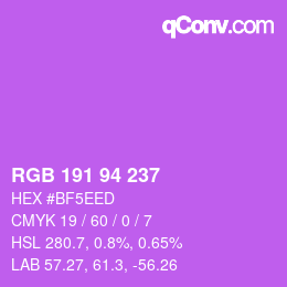 Color code: RGB 191 94 237 | qconv.com