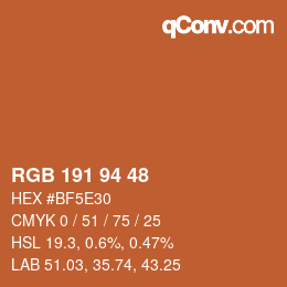 Farbcode: RGB 191 94 48 | qconv.com