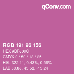 カラーコード: RGB 191 96 156 | qconv.com
