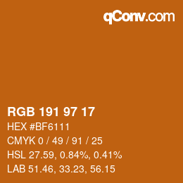 Color code: RGB 191 97 17 | qconv.com