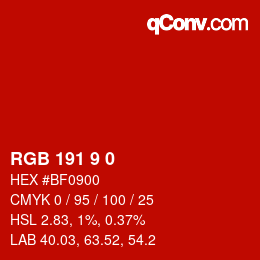 カラーコード: RGB 191 9 0 | qconv.com