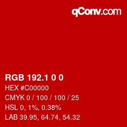 カラーコード: RGB 192.1 0 0 | qconv.com