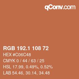 カラーコード: RGB 192.1 108 72 | qconv.com