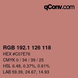カラーコード: RGB 192.1 126 118 | qconv.com