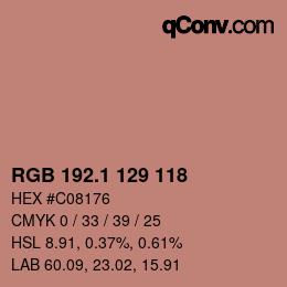 カラーコード: RGB 192.1 129 118 | qconv.com