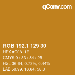カラーコード: RGB 192.1 129 30 | qconv.com