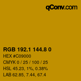 カラーコード: RGB 192.1 144.8 0 | qconv.com