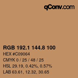 Farbcode: RGB 192.1 144.8 100 | qconv.com