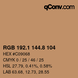 Color code: RGB 192.1 144.8 104 | qconv.com