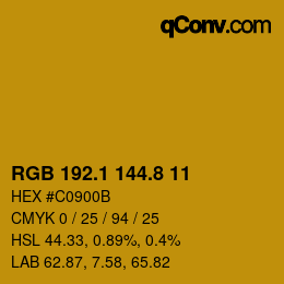 カラーコード: RGB 192.1 144.8 11 | qconv.com