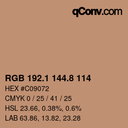 Código de color: RGB 192.1 144.8 114 | qconv.com