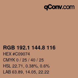 カラーコード: RGB 192.1 144.8 116 | qconv.com