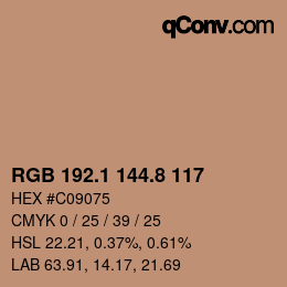 Color code: RGB 192.1 144.8 117 | qconv.com