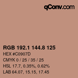Color code: RGB 192.1 144.8 125 | qconv.com