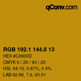 カラーコード: RGB 192.1 144.8 13 | qconv.com