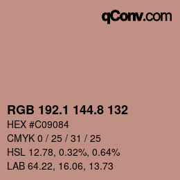 Farbcode: RGB 192.1 144.8 132 | qconv.com