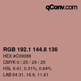 カラーコード: RGB 192.1 144.8 136 | qconv.com