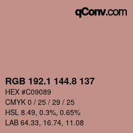 Color code: RGB 192.1 144.8 137 | qconv.com