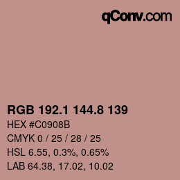 Color code: RGB 192.1 144.8 139 | qconv.com