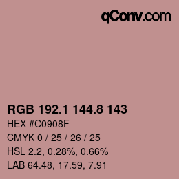 カラーコード: RGB 192.1 144.8 143 | qconv.com