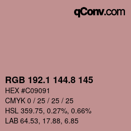 カラーコード: RGB 192.1 144.8 145 | qconv.com
