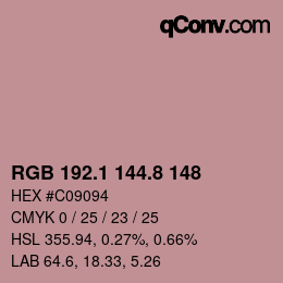 Color code: RGB 192.1 144.8 148 | qconv.com