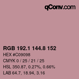 Color code: RGB 192.1 144.8 152 | qconv.com