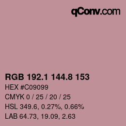 Color code: RGB 192.1 144.8 153 | qconv.com