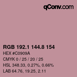 カラーコード: RGB 192.1 144.8 154 | qconv.com