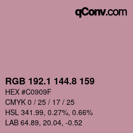 Color code: RGB 192.1 144.8 159 | qconv.com