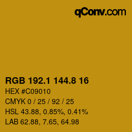 カラーコード: RGB 192.1 144.8 16 | qconv.com