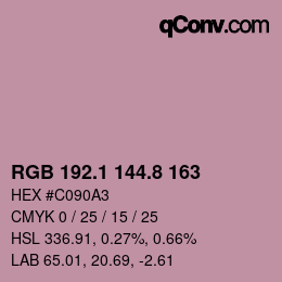 カラーコード: RGB 192.1 144.8 163 | qconv.com